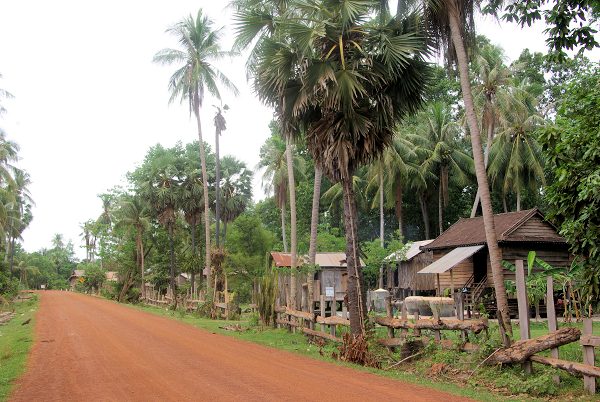 カンボジア、ベンメリア遺跡に行く途中の農村の風景