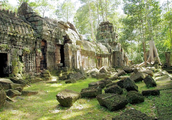 アンコール遺跡の寺院、タ・ネイの苔生した構内