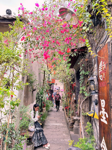 深圳の観光地、甘坑古鎮の小径