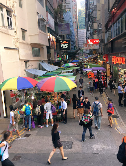 トラム二階から見た香港湾仔の街