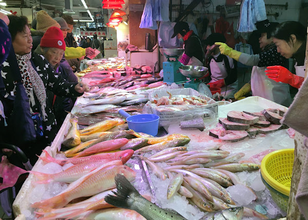 香港・元朗の街市（魚屋）