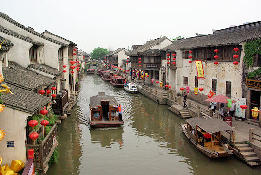 蘇州・山塘街の運河風景