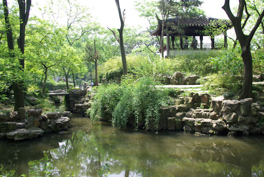 蘇州の拙政園:池の小島